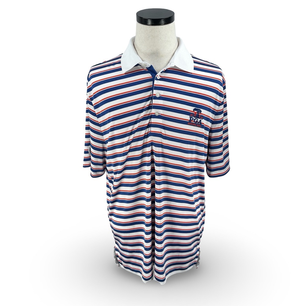 Polo Golf Ralph Lauren 2020 PGA Harding Park Striped Shirt Mens XL Orange Blue